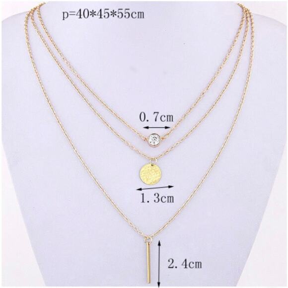 U-shaped Wish Tree Three Layer Alloy Necklace Gold - Picture 4 of 4